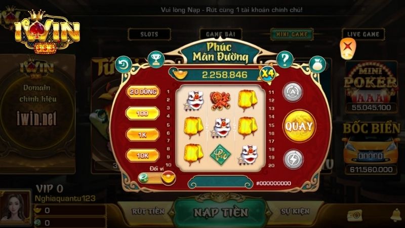 Sảnh chơi Minigame Iwin